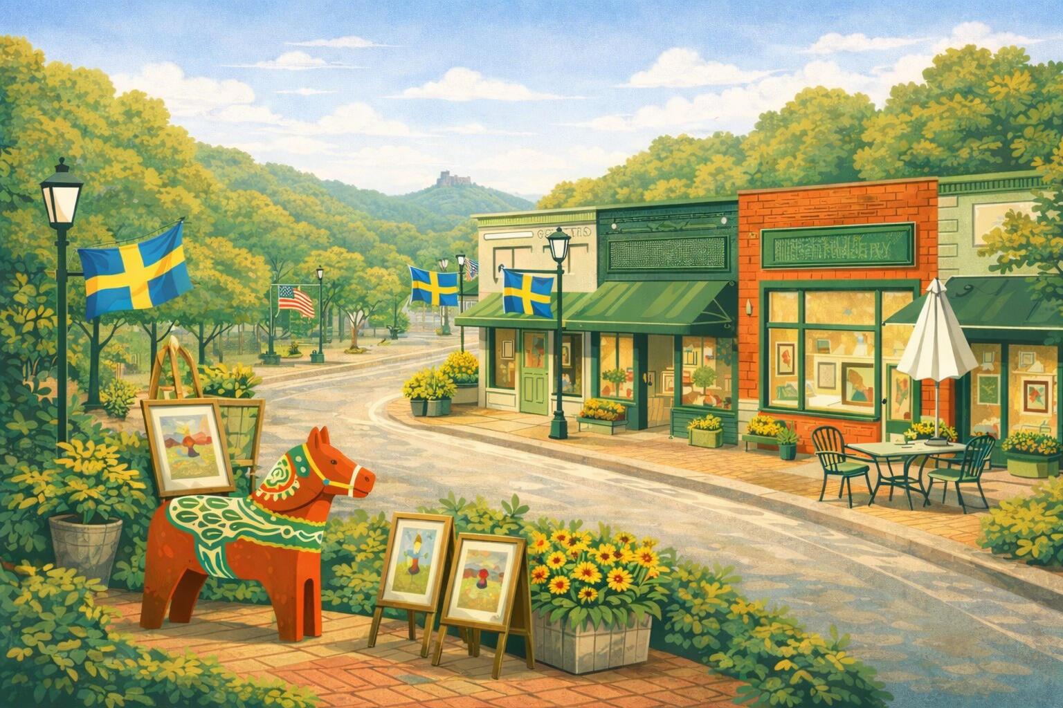 lindsborg town illustration